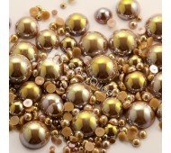 Жемчуг mix золото, размер от 1,5 до 10 мм